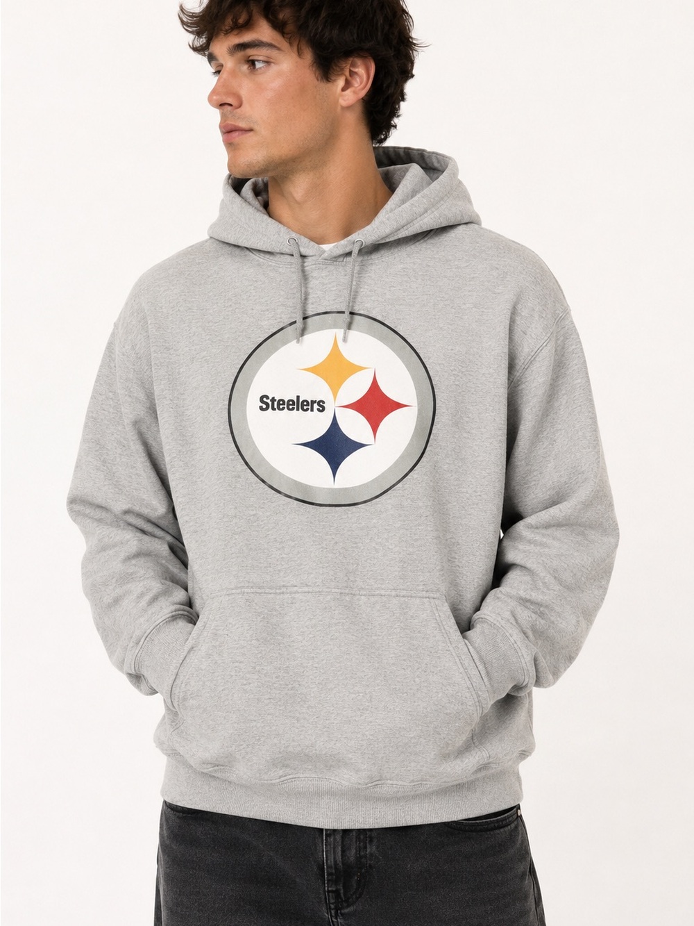 Fanatics Pittsburgh Steelers Gray Pullover Hoodie Men’s Medium NFL Sweatshirt